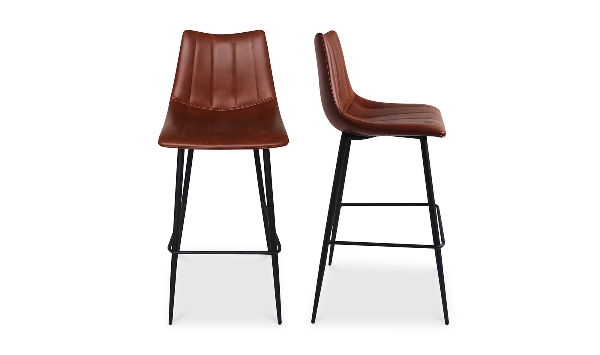 Valdemar Leather Bar Stools - Brown - set of two