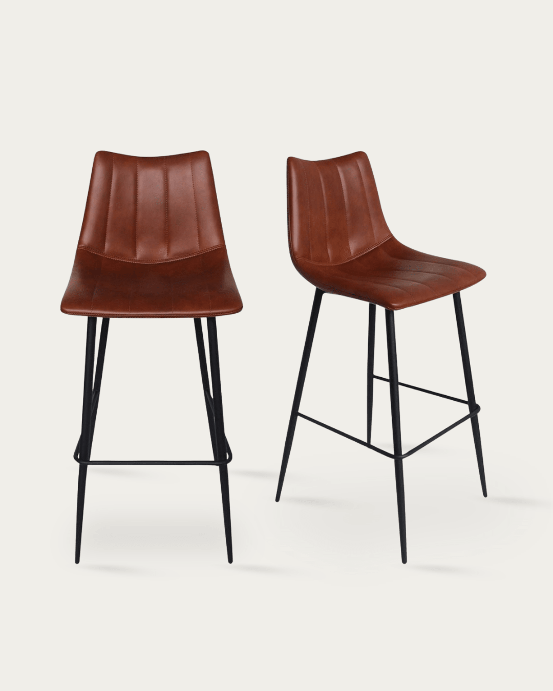 Valdemar Faux Leather Bar Chairs (Set of 2) - Bar Stools - Hello Norden