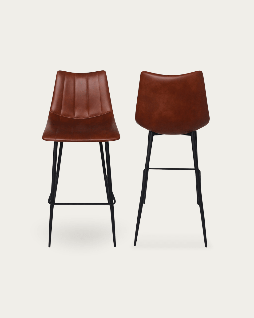 Valdemar Faux Leather Bar Chairs (Set of 2) - Bar Stools - Hello Norden