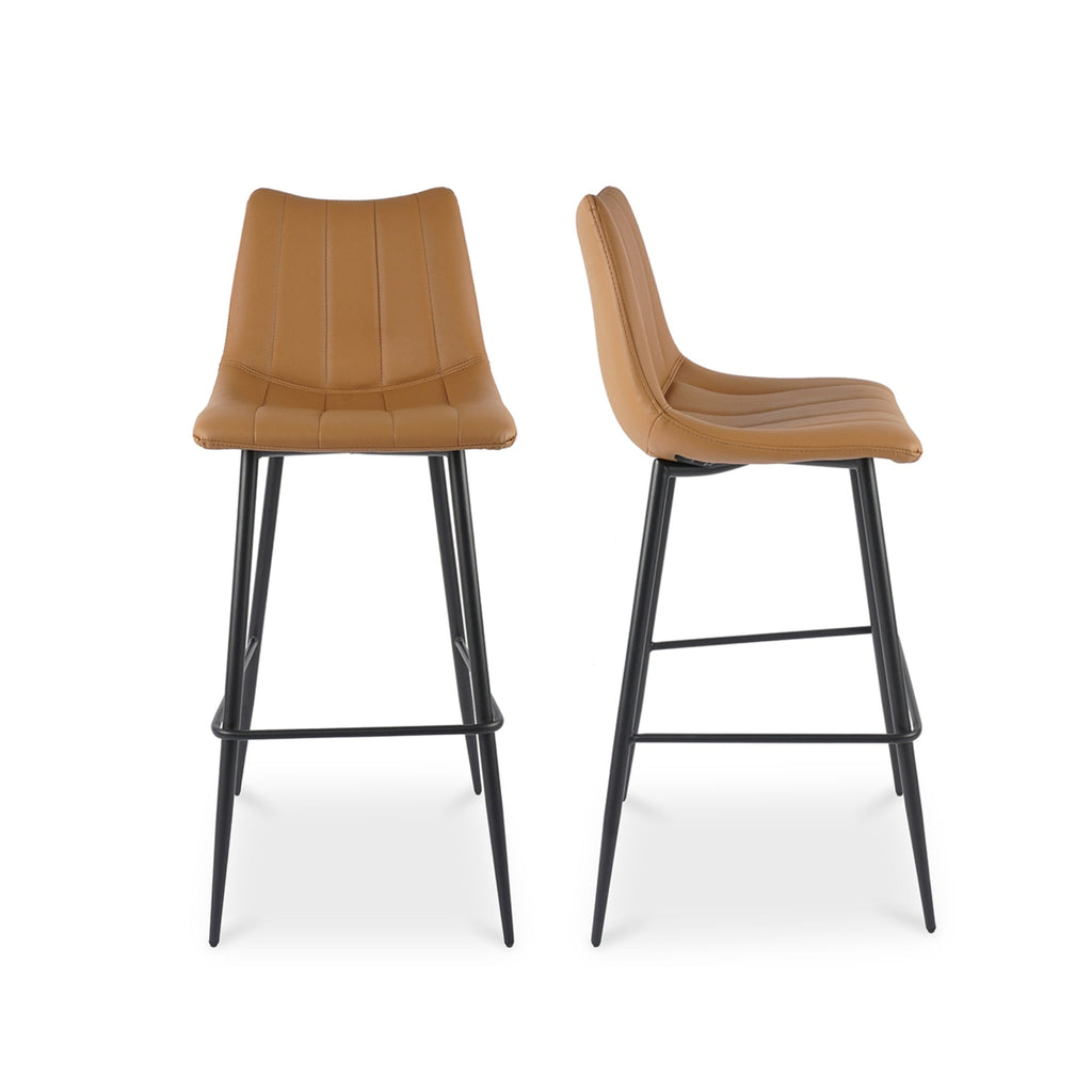 Valdemar Leather Bar Chairs (Set of 2) - Bar Stools - Hello Norden