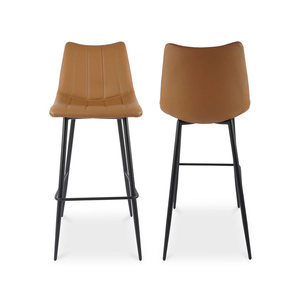 Valdemar Leather Bar Chairs (Set of 2) - Bar Stools - Hello Norden