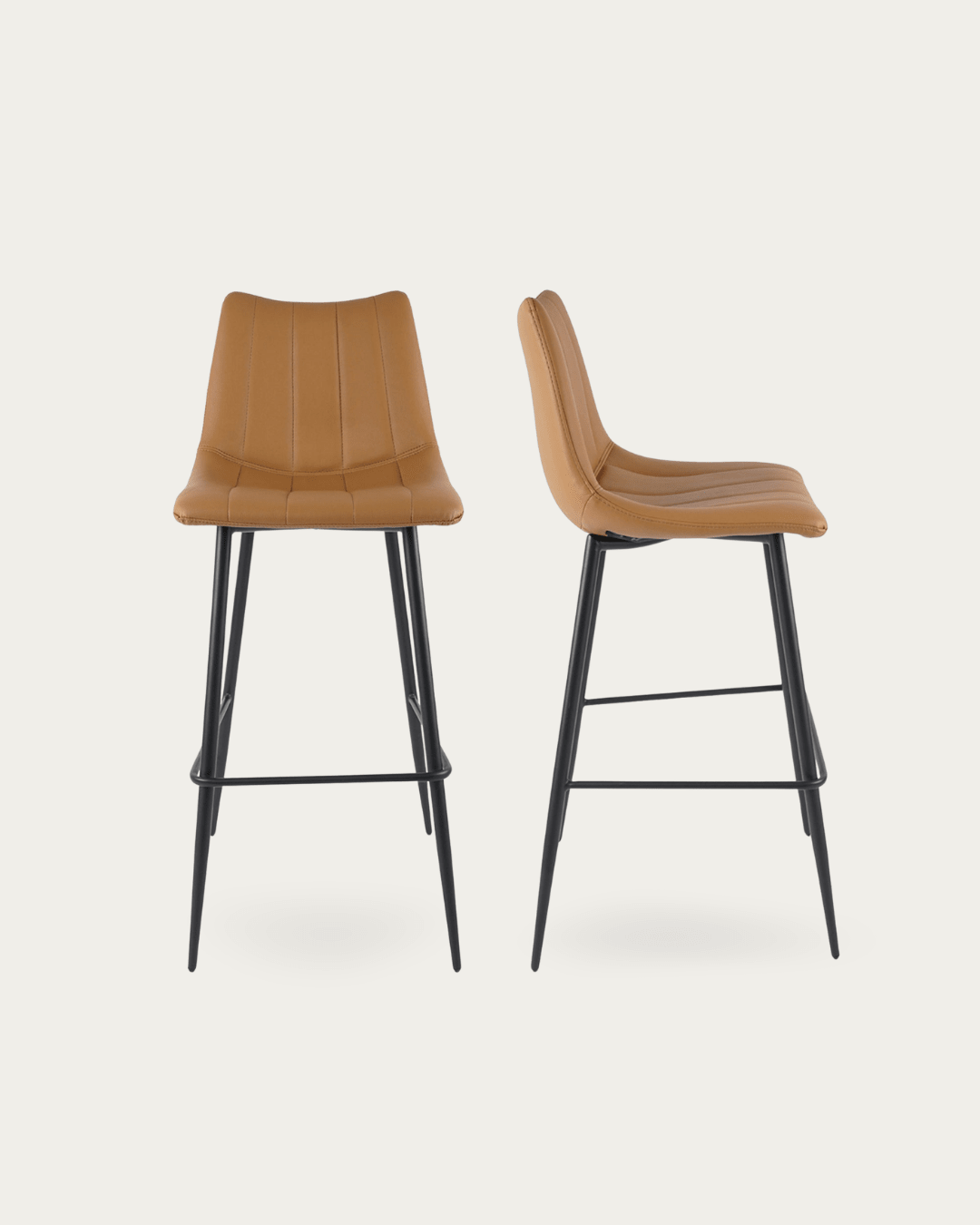 Valdemar Leather Bar Chairs (Set of 2) - Bar Stools - Hello Norden