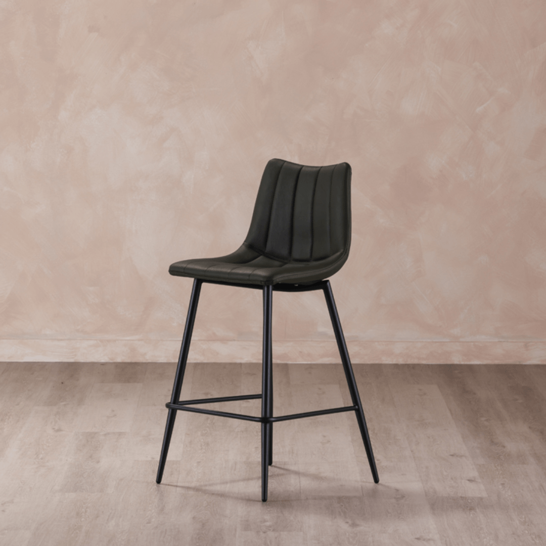 Valdemar Leather Bar Chairs (Set of 2) - Bar Stools - Hello Norden
