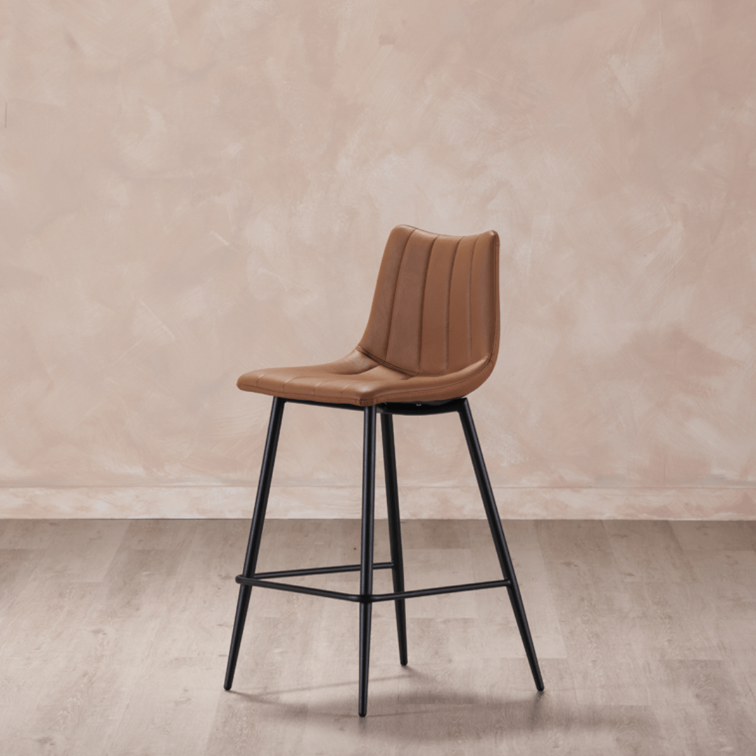 Valdemar Leather Bar Chairs (Set of 2) - Bar Stools - Hello Norden