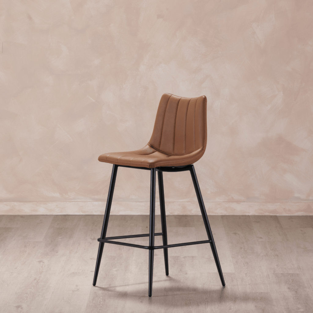 Valdemar Leather Bar Chairs (Set of 2) - Bar Stools - Hello Norden