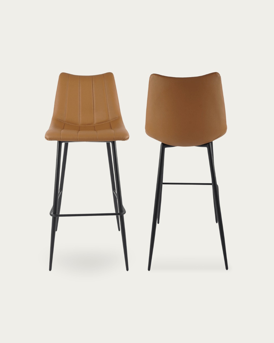 Valdemar Leather Bar Chairs (Set of 2) - Bar Stools - Hello Norden