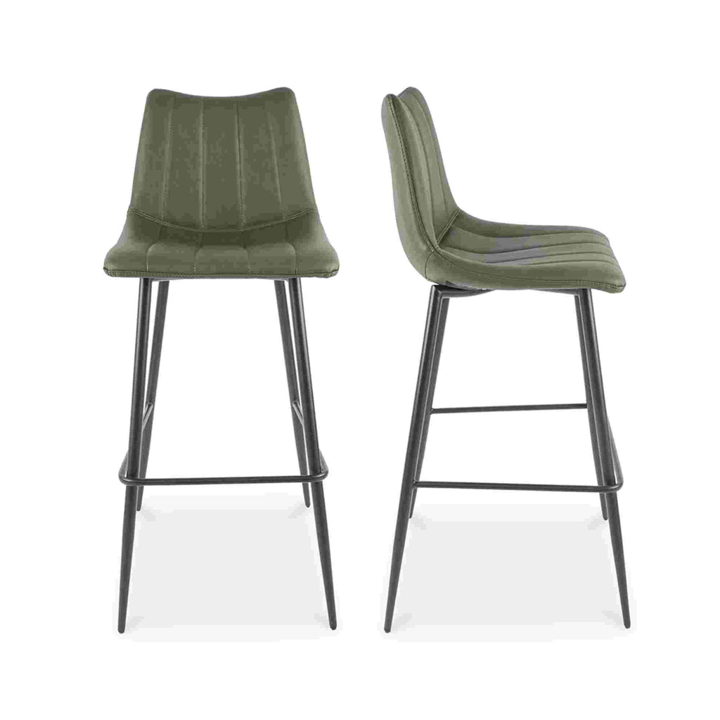 Valdemar Leather Bar Chairs (Set of 2) - Bar Stools - Hello Norden