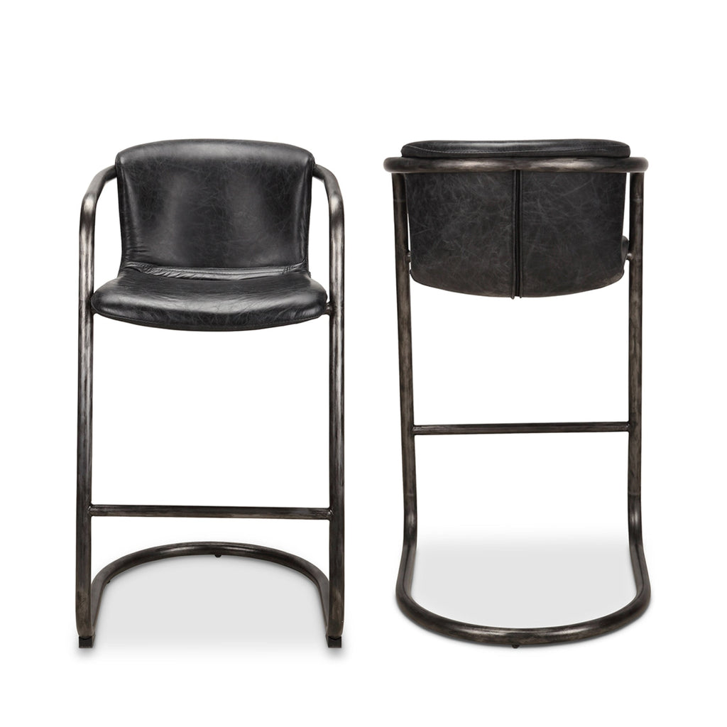 Victor Leather Bar Chair (Set of 2) - Bar Stools - Hello Norden