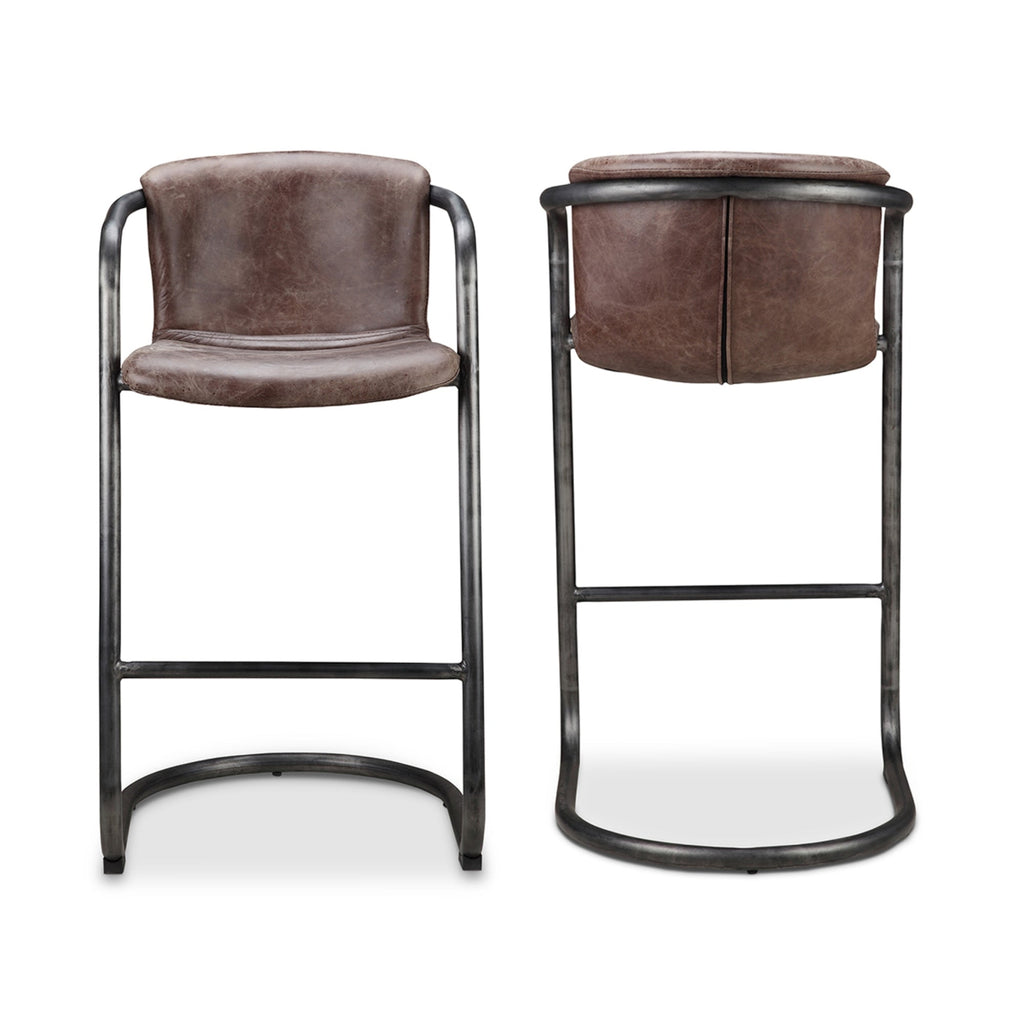 Victor Leather Bar Chair (Set of 2) - Bar Stools - Hello Norden
