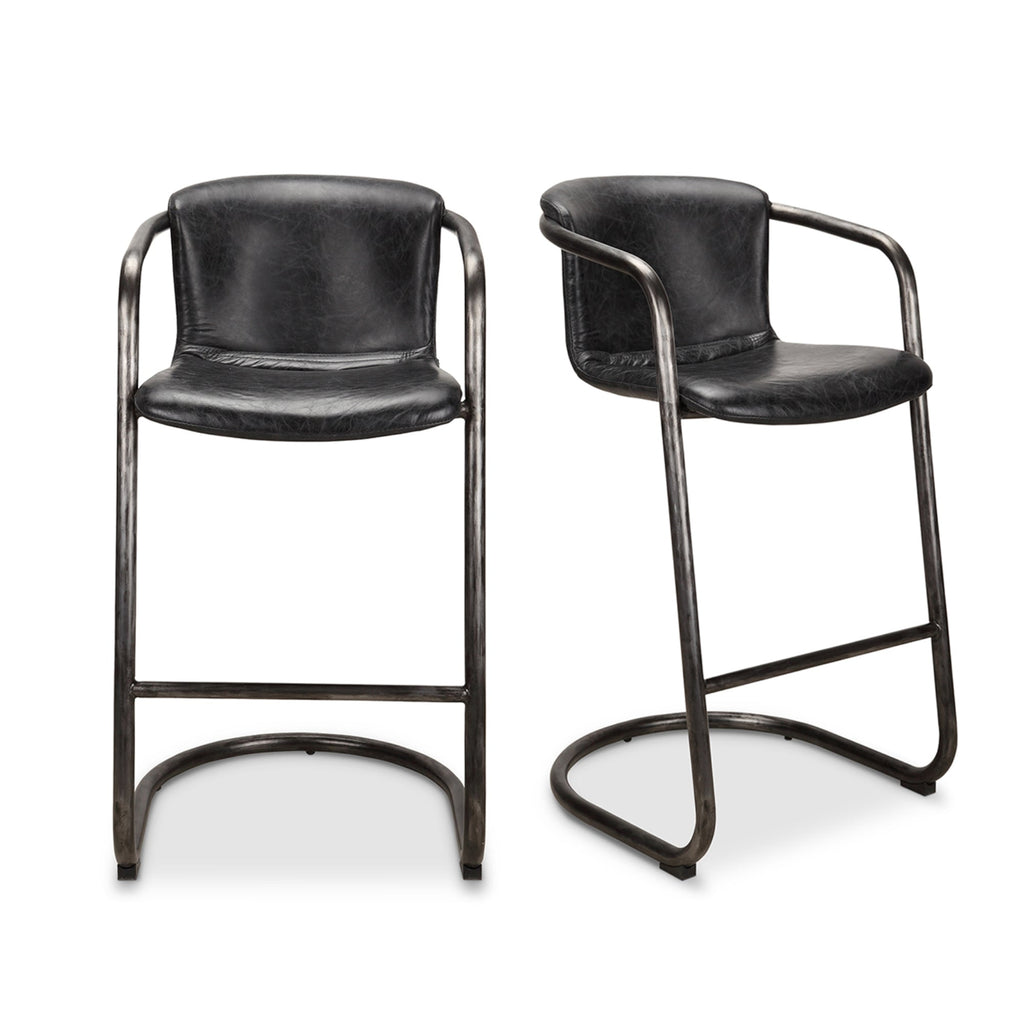 Victor Leather Bar Chair (Set of 2) - Bar Stools - Hello Norden