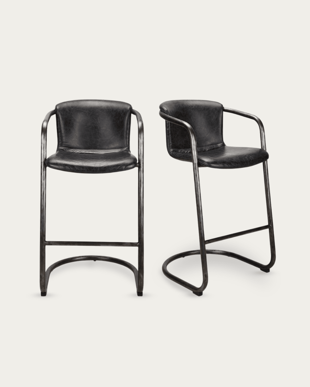 Victor Leather Bar Chair (Set of 2) - Bar Stools - Hello Norden