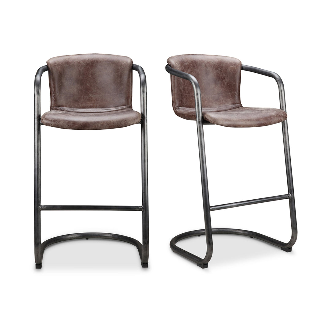Victor Leather Bar Chair (Set of 2) - Bar Stools - Hello Norden