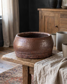 living room furniture modern mountain  vintage bowl Hello Norden - Gunder Bowl, styled in a modern rustic room