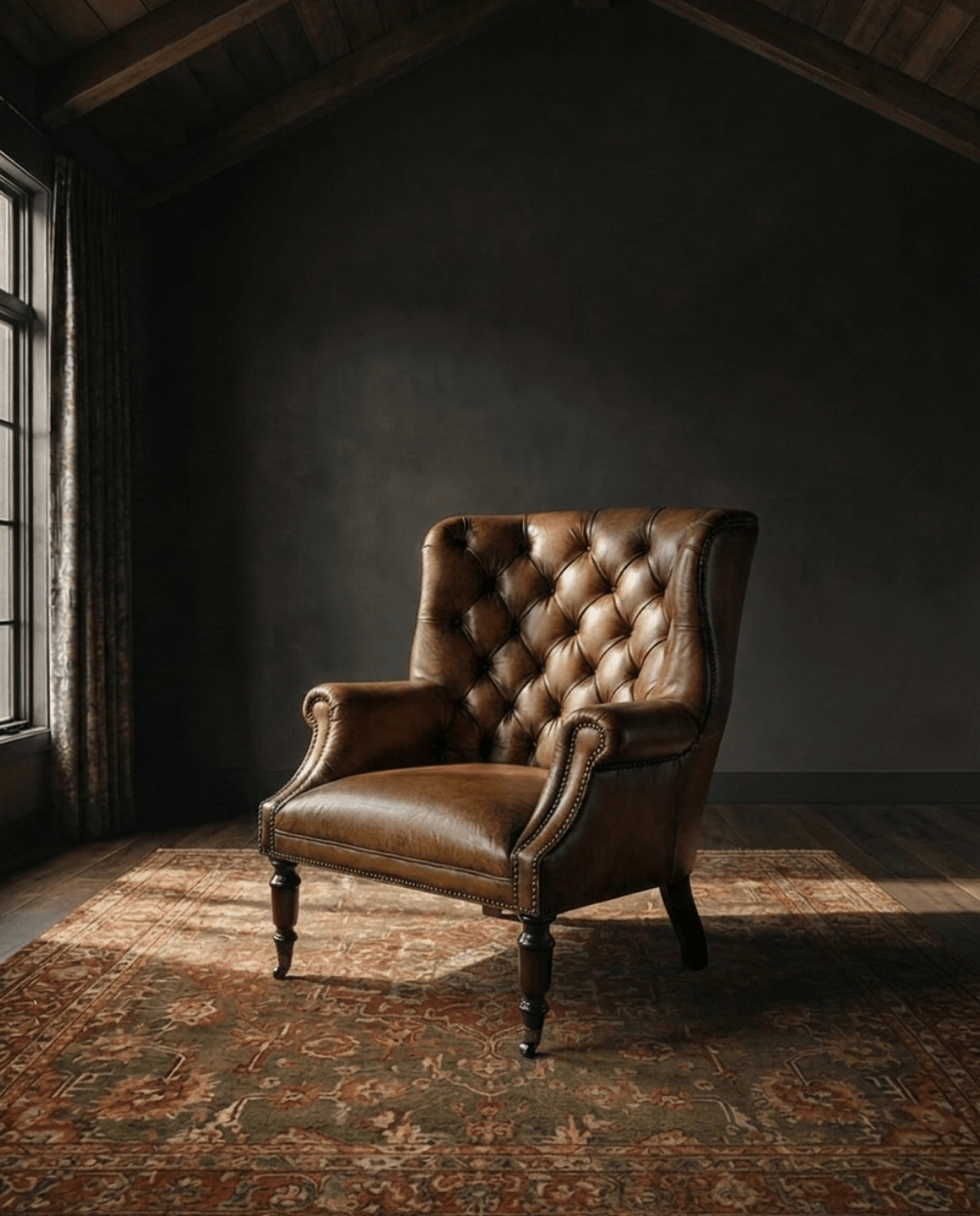 Hilda Brown Leather Tufted Chair - Lounge Chairs - Hello Norden