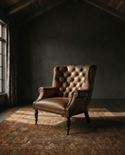 Hilda Brown Leather Tufted Chair - Lounge Chairs - Hello Norden