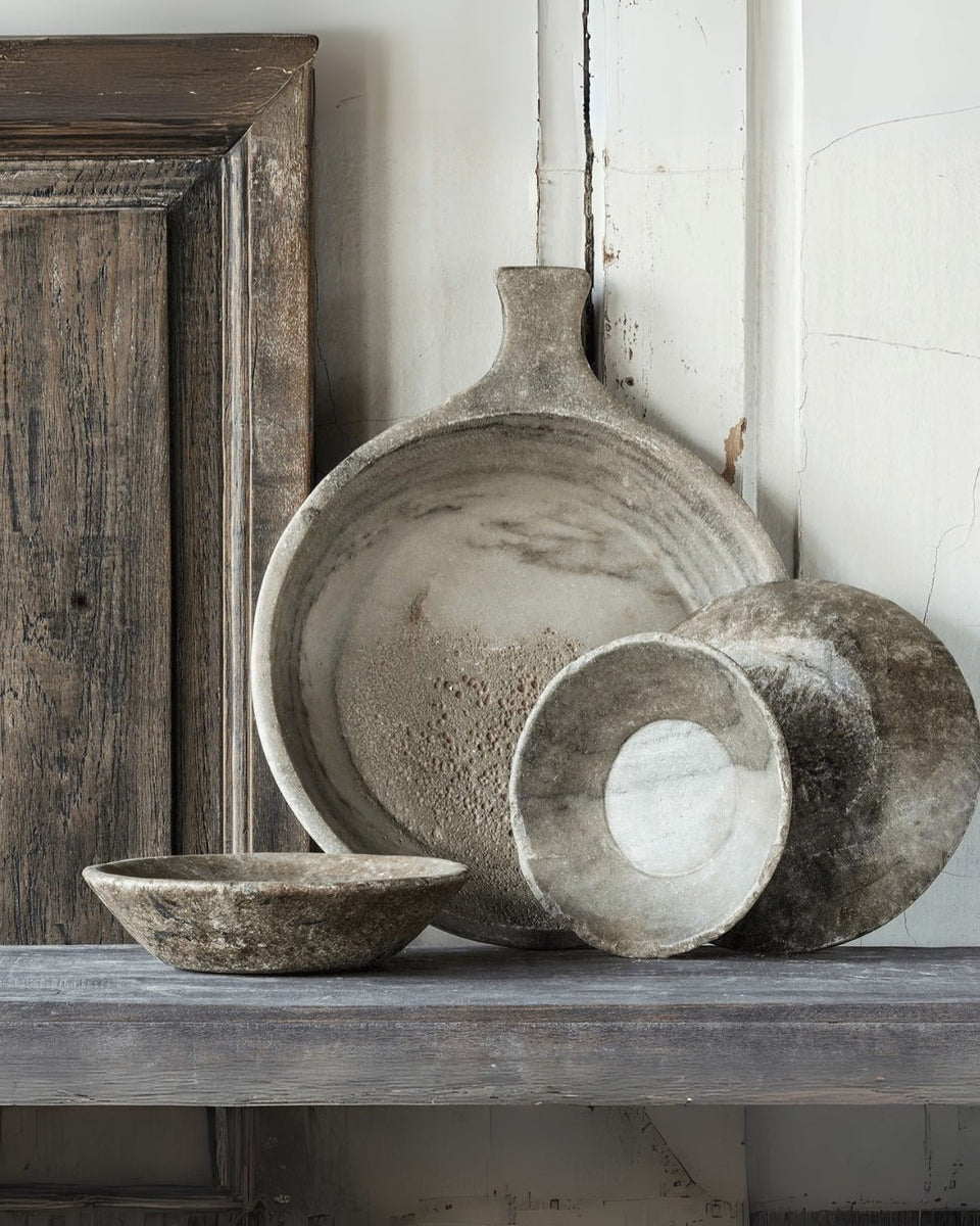 Vintage Marble Shallow Bowl