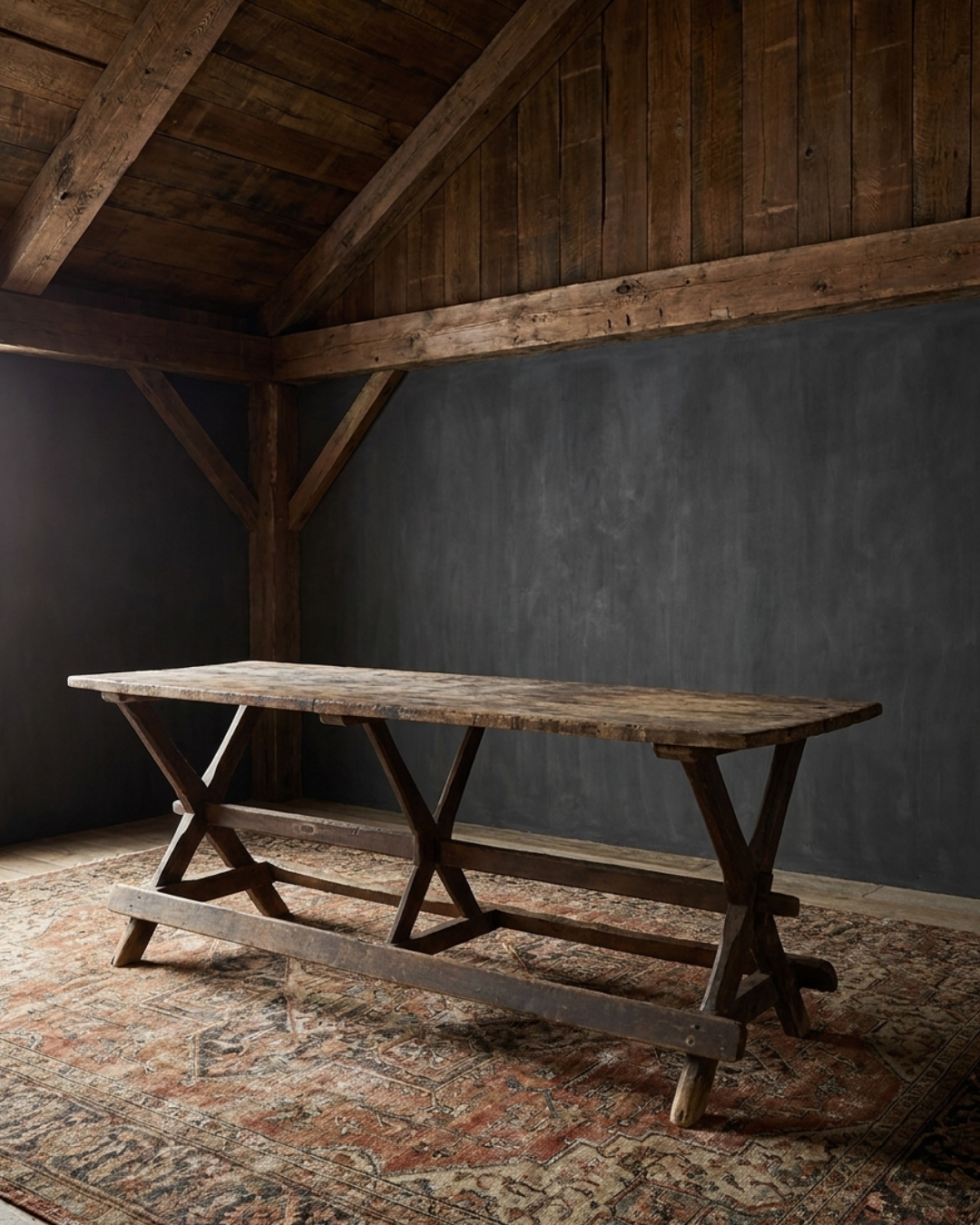 Antique Trestle Table - Counter Height - Vintage Furniture - Hello Norden
