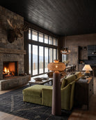 modern mountain Wilhelm Chaise and a Half Lounge Hello Norden, shown in a rustic modern room
