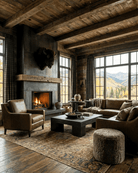 wilhelm custom leather sectional modern mountain living room design brown leather caramel