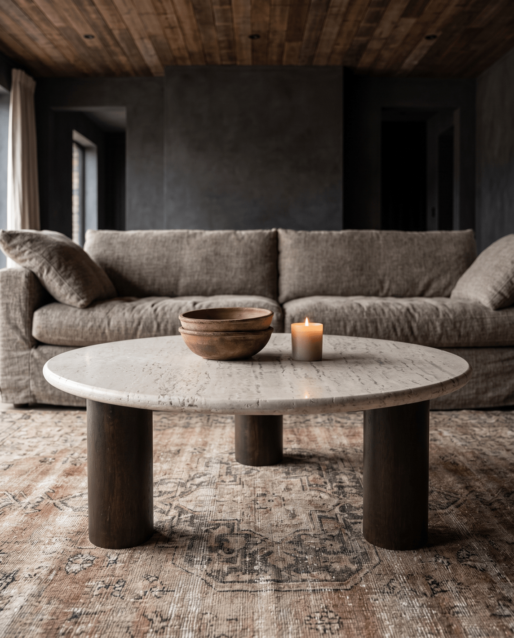 living room furniture modern mountain coffee table Hello Norden - Elsa Coffee Table, styled in a modern rustic room