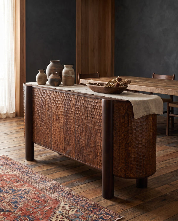dining room furniture modern mountain mango wood sideboard Hello Norden - Hans Sideboard, styled in a modern rustic room