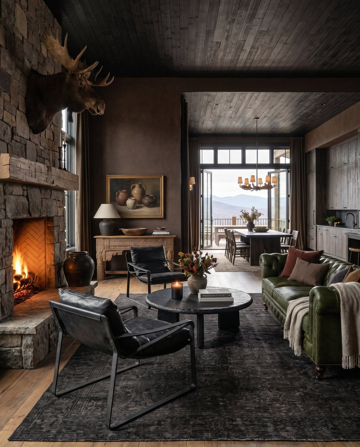 modern mountain Yrla Coffee Table Hello Norden, shown in a rustic modern room