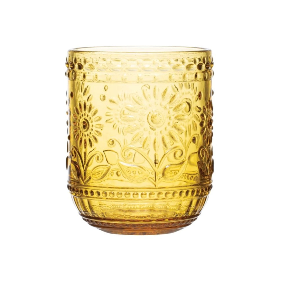 Amber Embossed Drinking Glass - Glassware & Mugs - Hello Norden
