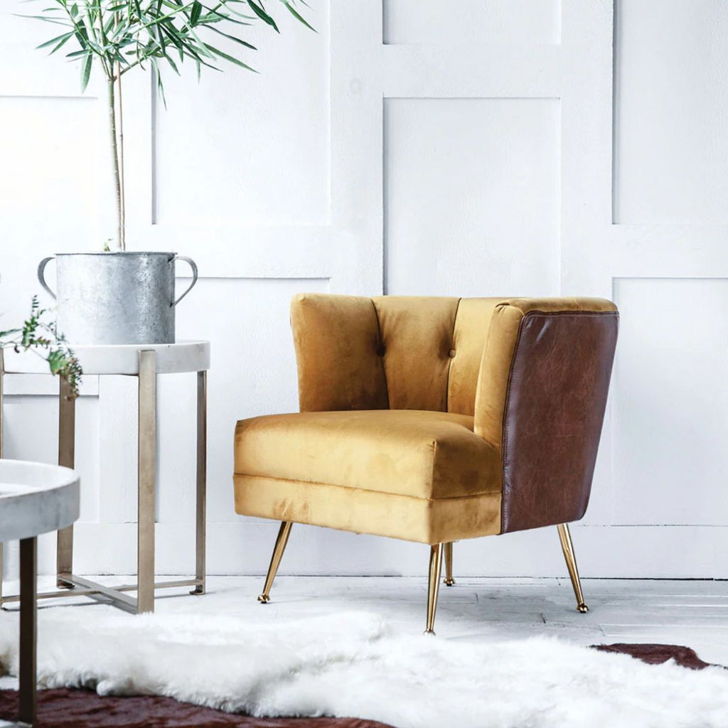 Astrid Velvet and Leather Chair - Arm Chairs, Recliners & Sleeper Chairs - Hello Norden
