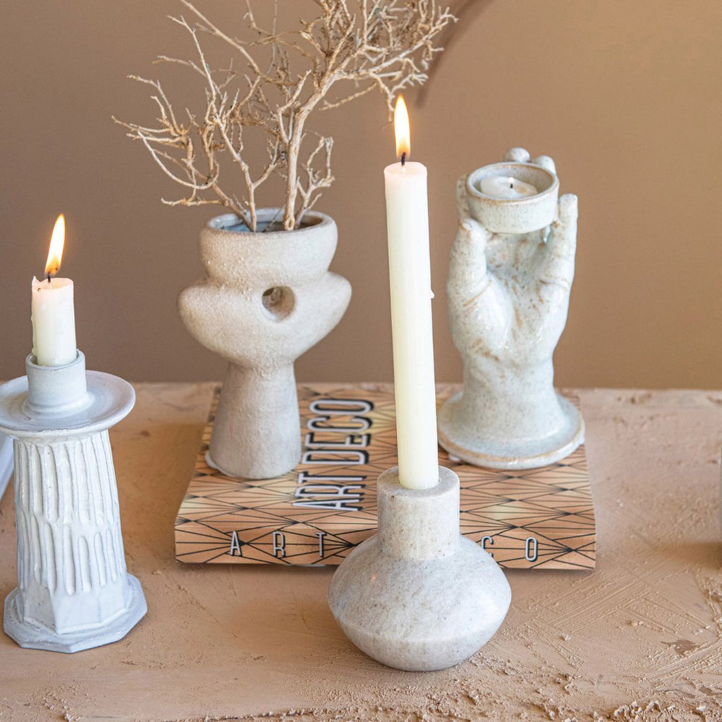 Betty Marble Taper Holder - Candle Holders - Hello Norden