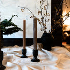 Black Stoneware Taper Candle Holder - Candle Holders - Hello Norden