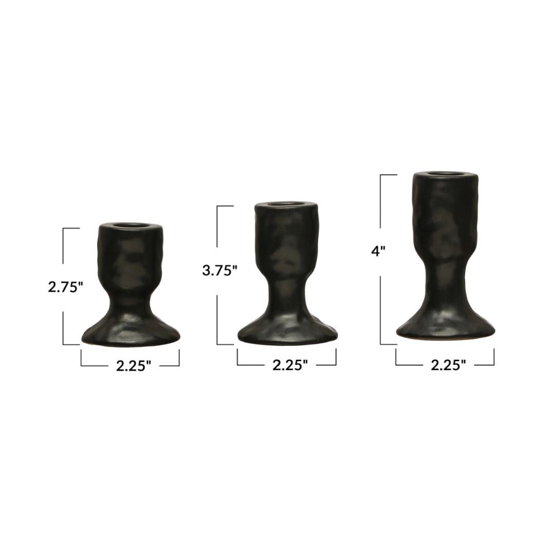 Black Stoneware Taper Candle Holder - Candle Holders - Hello Norden