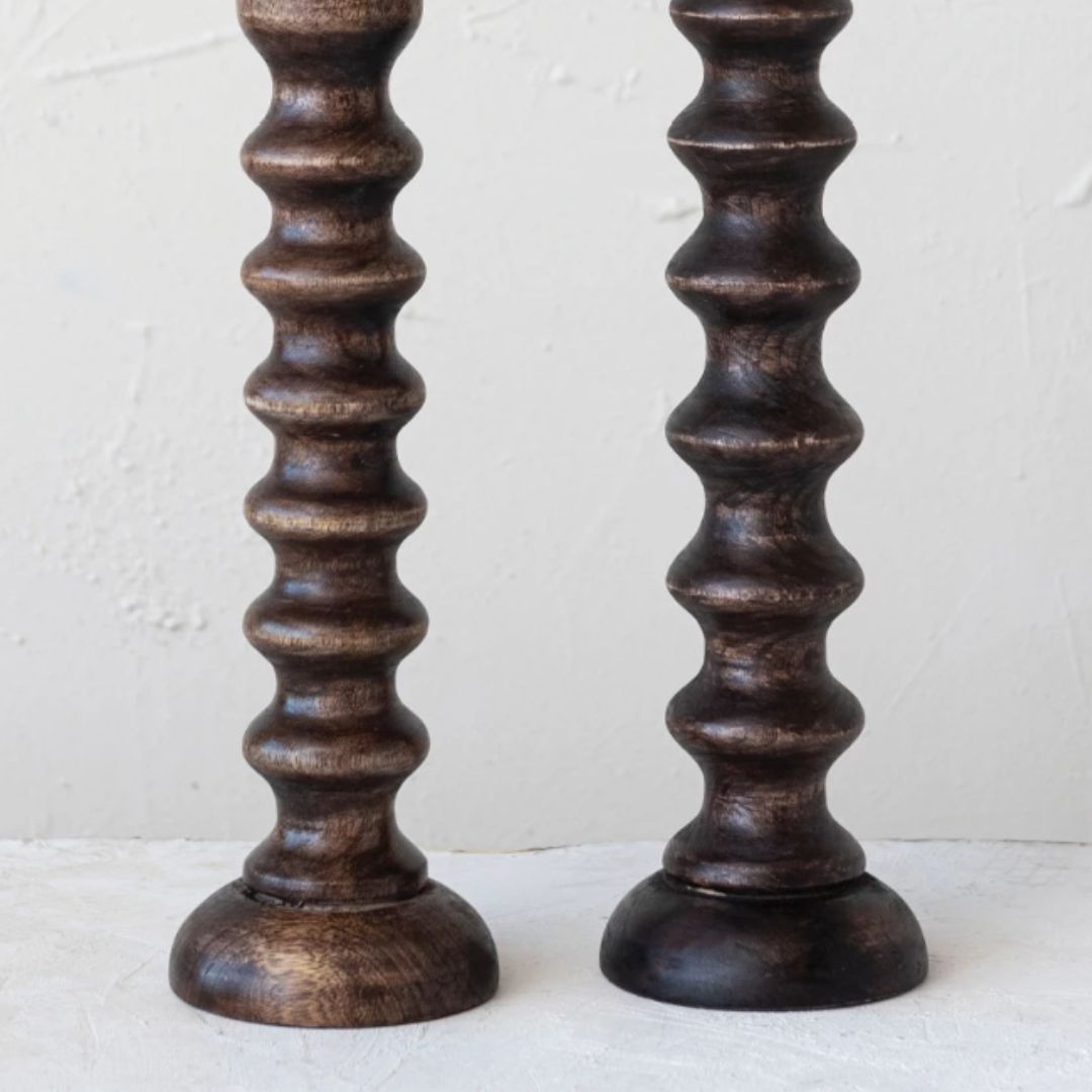 Wooden Taper Candle Holder Walnut Finish - Candle Holders - Hello Norden