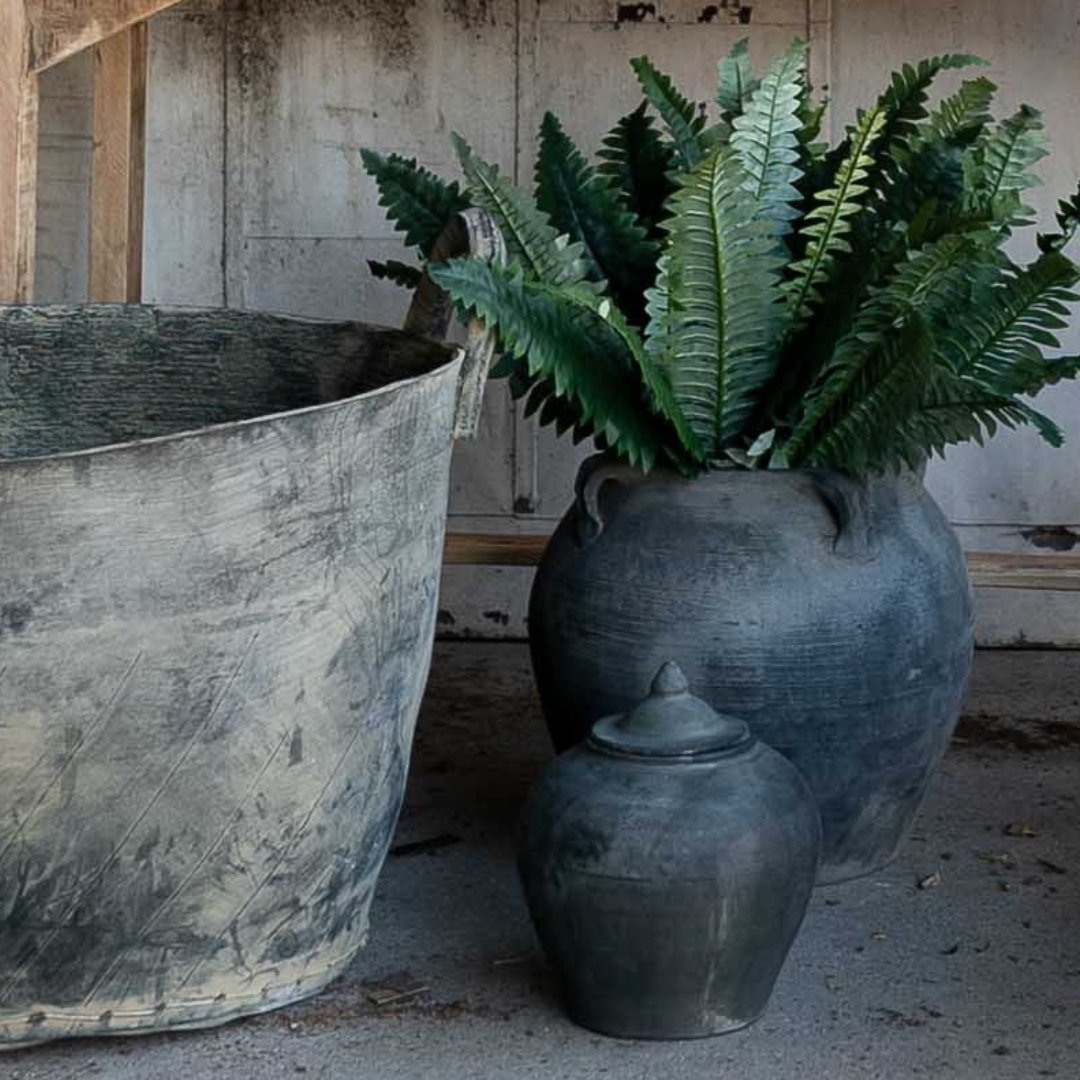 Chinese Water Pot with Lid - Planters & Pots - Hello Norden