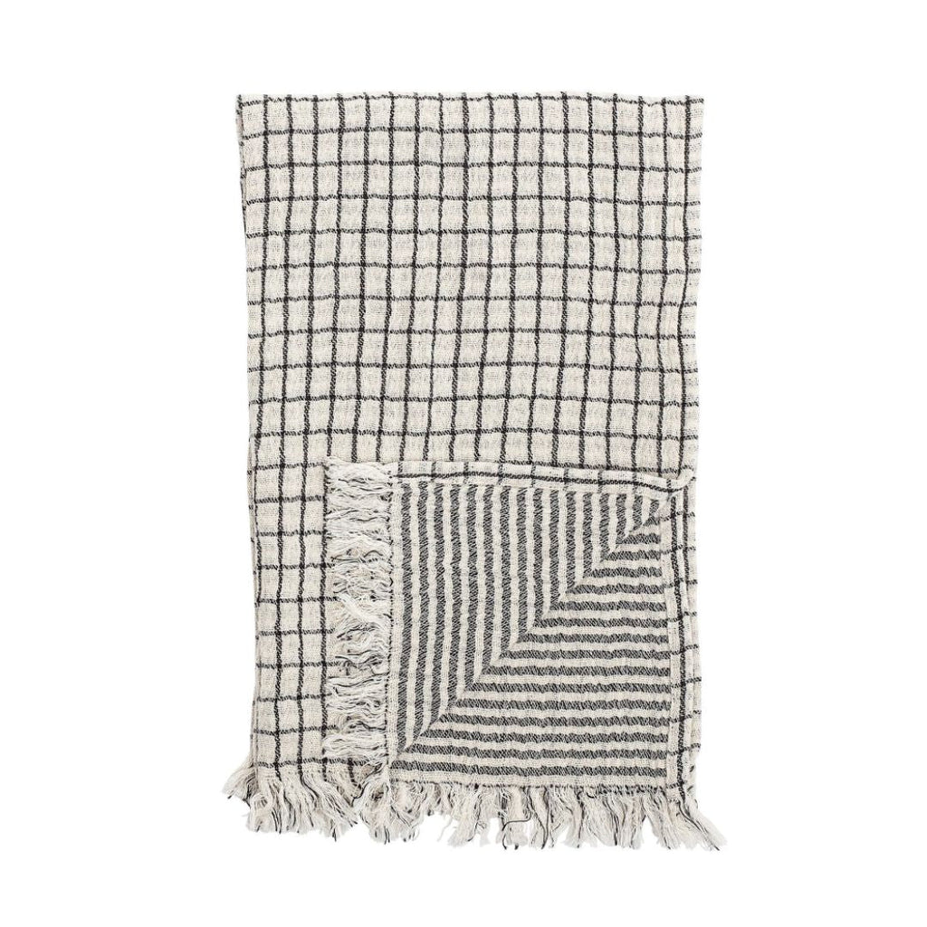Cotton Tea Towels with Grid/Stripes - Kitchen Towels - Hello Norden