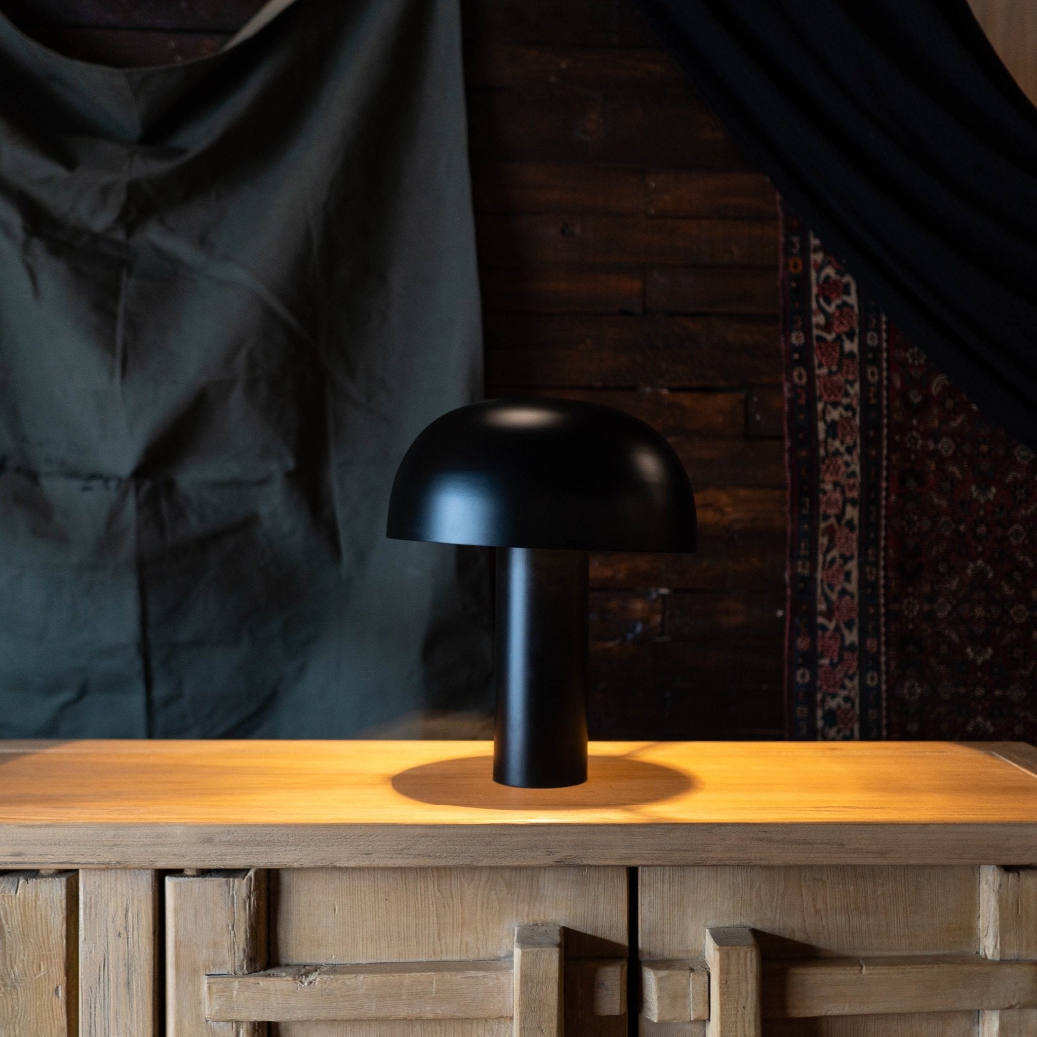 Modern black lamp metal dome shade