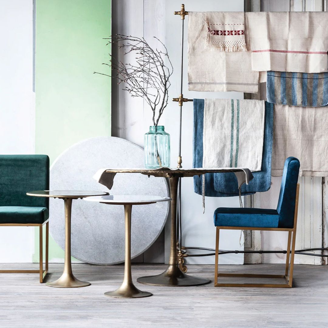 Ester Brass and Marble Dining Table - Tables - Hello Norden