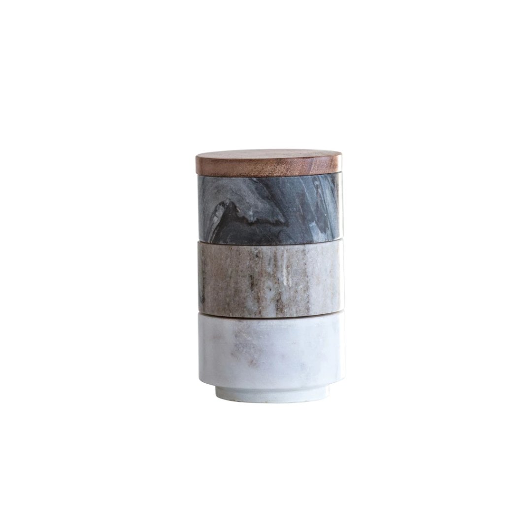 Gelna Stacking Pinch Pots with Wood Lid - Decorative Bowls - Hello Norden