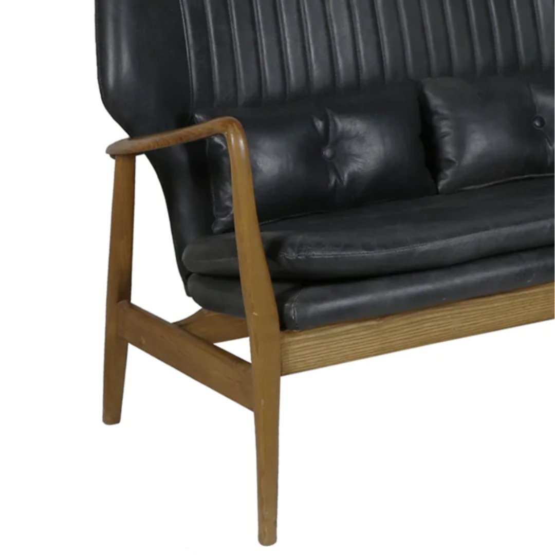 Gustav Black Leather Loveseat - Loveseat - Hello Norden