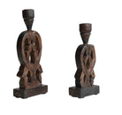Hand-Carved Wood Taper Holders, Walnut Finish - Candle Holders - Hello Norden