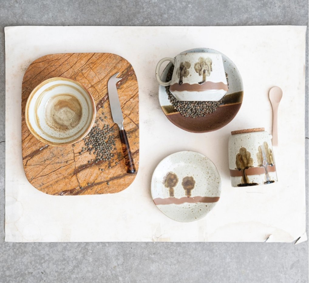 Hand-Painted Stoneware Plate w/ Trees - Dinnerware - Hello Norden