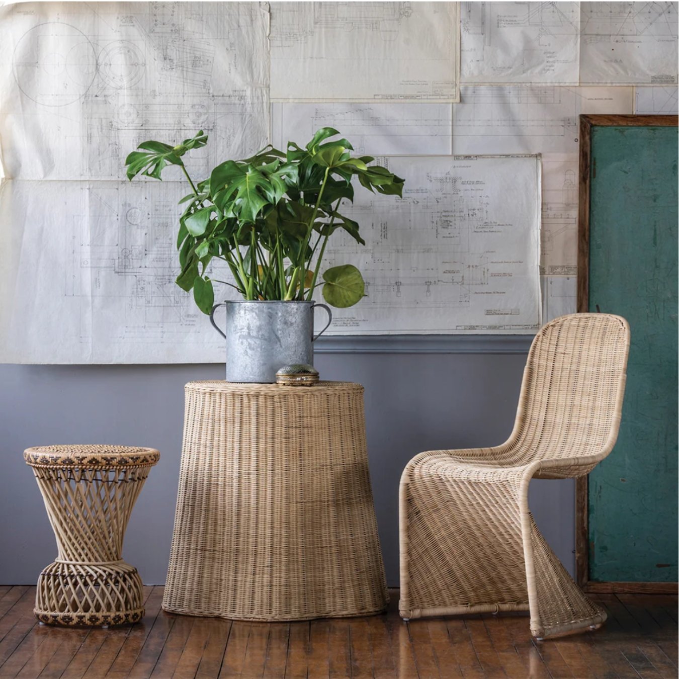 Hansel Panton Curved Accent Chair in Rattan Weave - Dining Chairs - Hello Norden