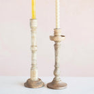 Heith Hand-Carved Mango Wood Taper Holder - Candle Holders - Hello Norden
