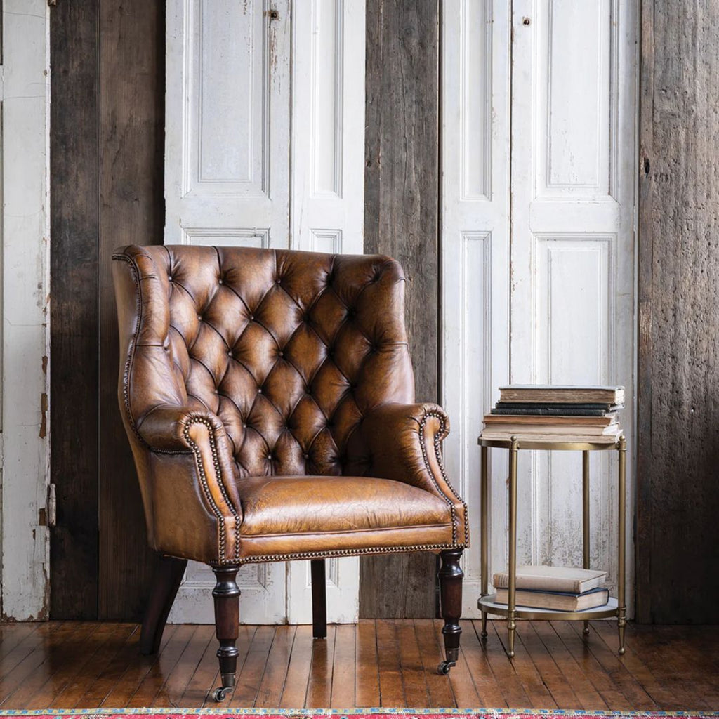 Hilda Brown Leather Tufted Chair - Arm Chairs, Recliners & Sleeper Chairs - Hello Norden