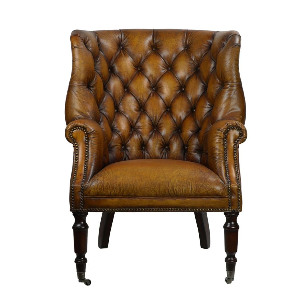 Hilda Brown Leather Tufted Chair - Arm Chairs, Recliners & Sleeper Chairs - Hello Norden