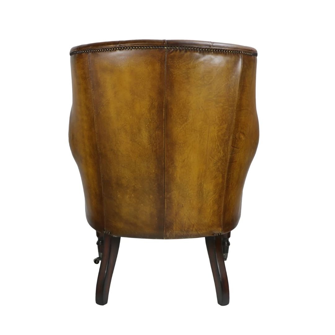 Hilda Brown Leather Tufted Chair - Arm Chairs, Recliners & Sleeper Chairs - Hello Norden