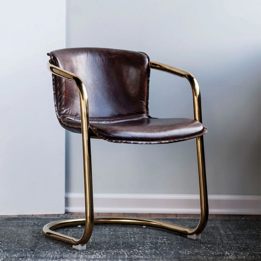 Quinn Cream Boucle Dining Chair - Brass Colour Legs