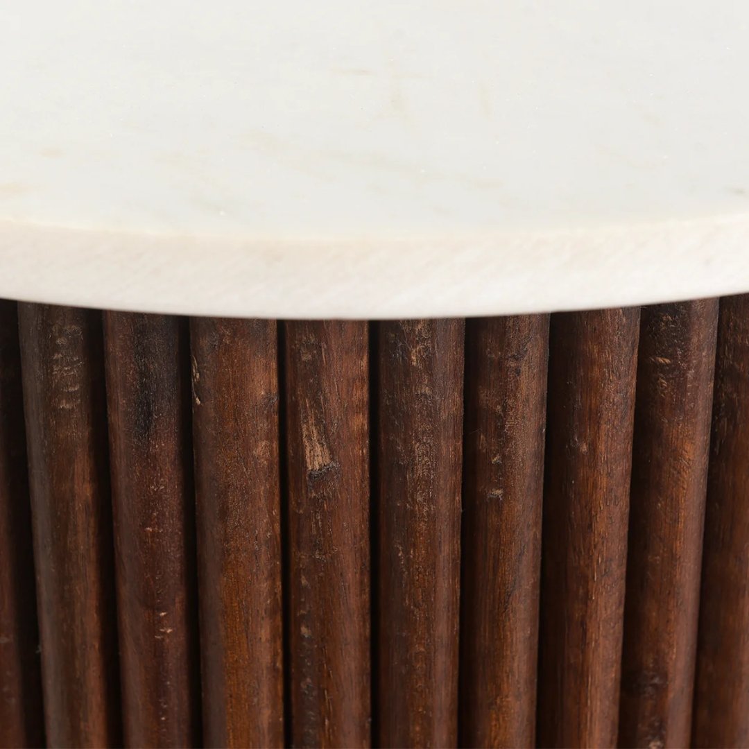 Lona Marble + Wood Pedestal Table - Side Table - Hello Norden