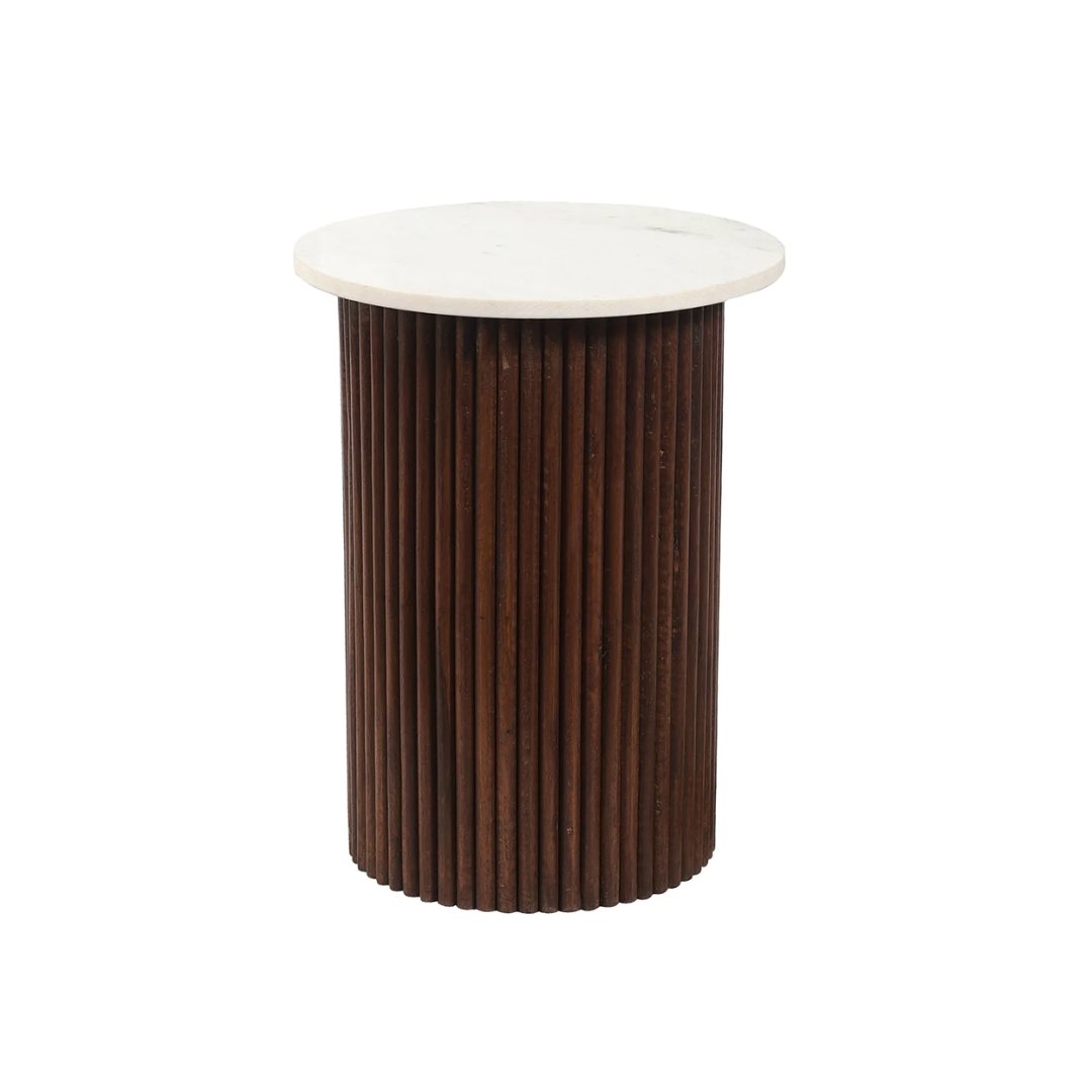 Lona Marble + Wood Pedestal Table - Side Table - Hello Norden