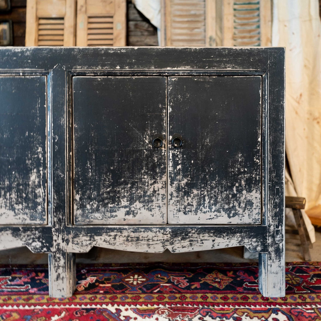 Luka Black Painted Distressed Console - Consoles - Hello Norden