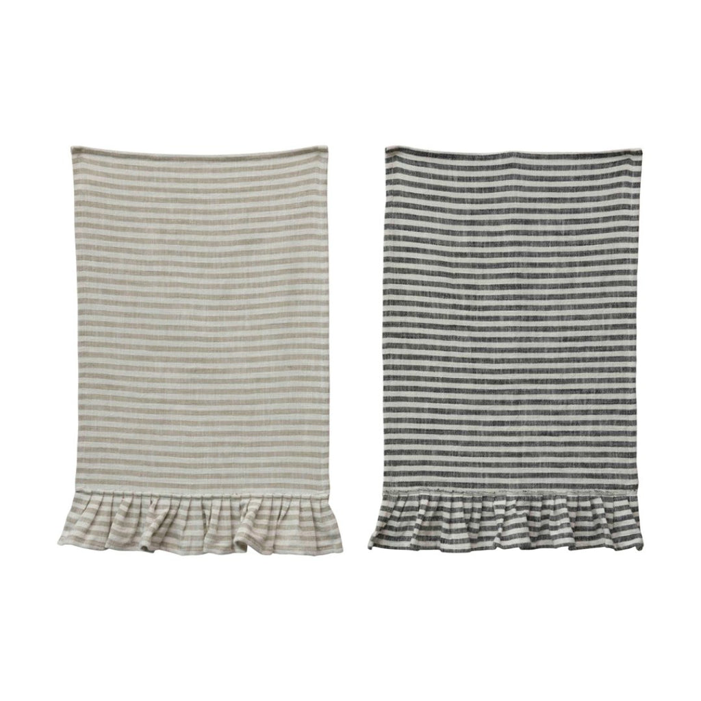 Luma Striped Cotton Ruffle Tea Towel - Kitchen Towels - Hello Norden